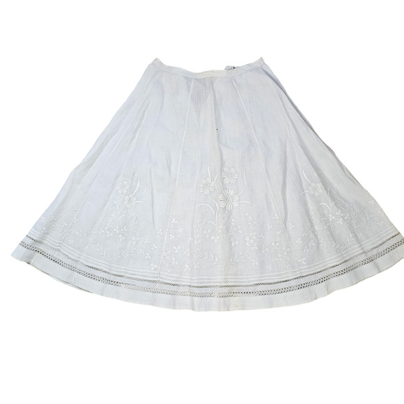 Antique c. 1905 white embroidered linen bodice skirt petticoat Volup - Picture 9 of 16